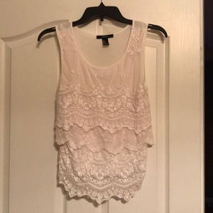 Forever 21 Lace White Tank Top